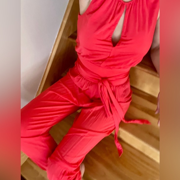 Vermillion belted jumpsuit - Picture 2 of 14